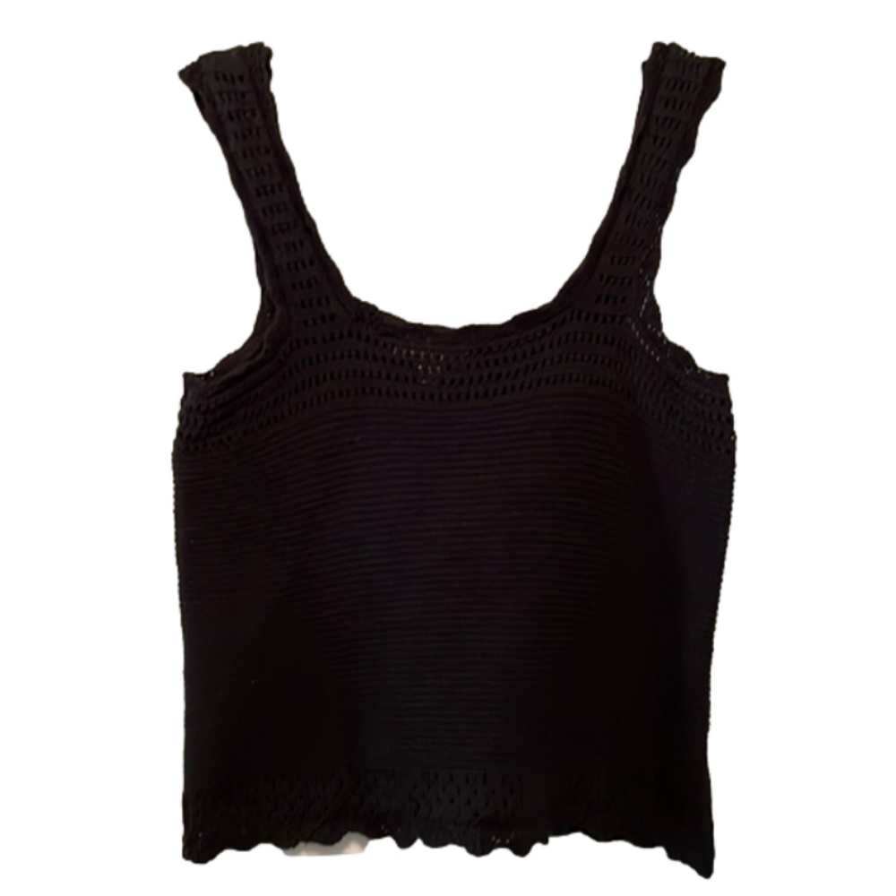 FREE ASSEMBLY CROCHET BLACK TANK TOP SIZE M
